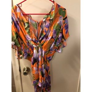 Alice + Olivia Satin Floral Romper